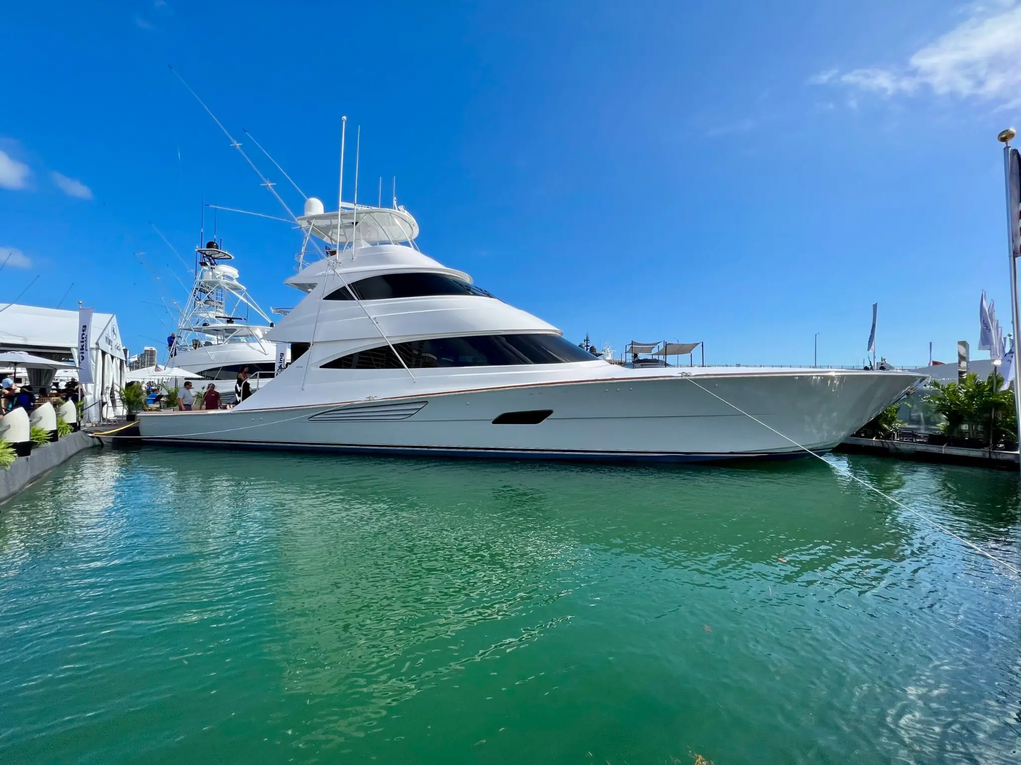 Large Viking sportfishing yacht at a Florida marina